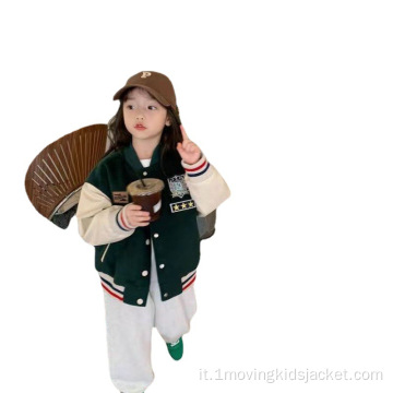 Giacca invernale da baseball uniforme da bambina a maniche lunghe